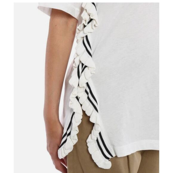 3.1 Phillip Lim Shirt Womens Large White Ruffle Trim Short Sleeve Designer Top - Picture 4 of 12
